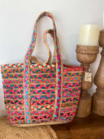 Bright Colour Jute bag ( one off)