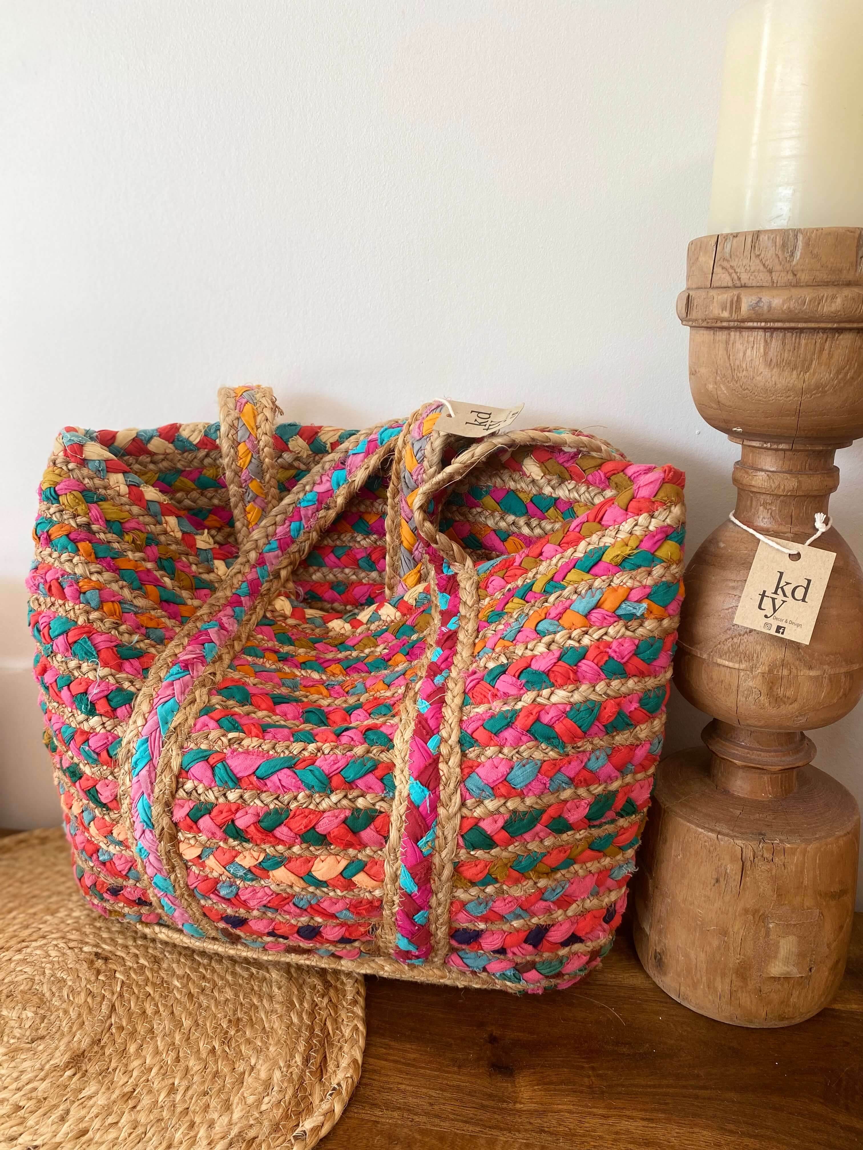 Bright Colour Jute bag ( one off)