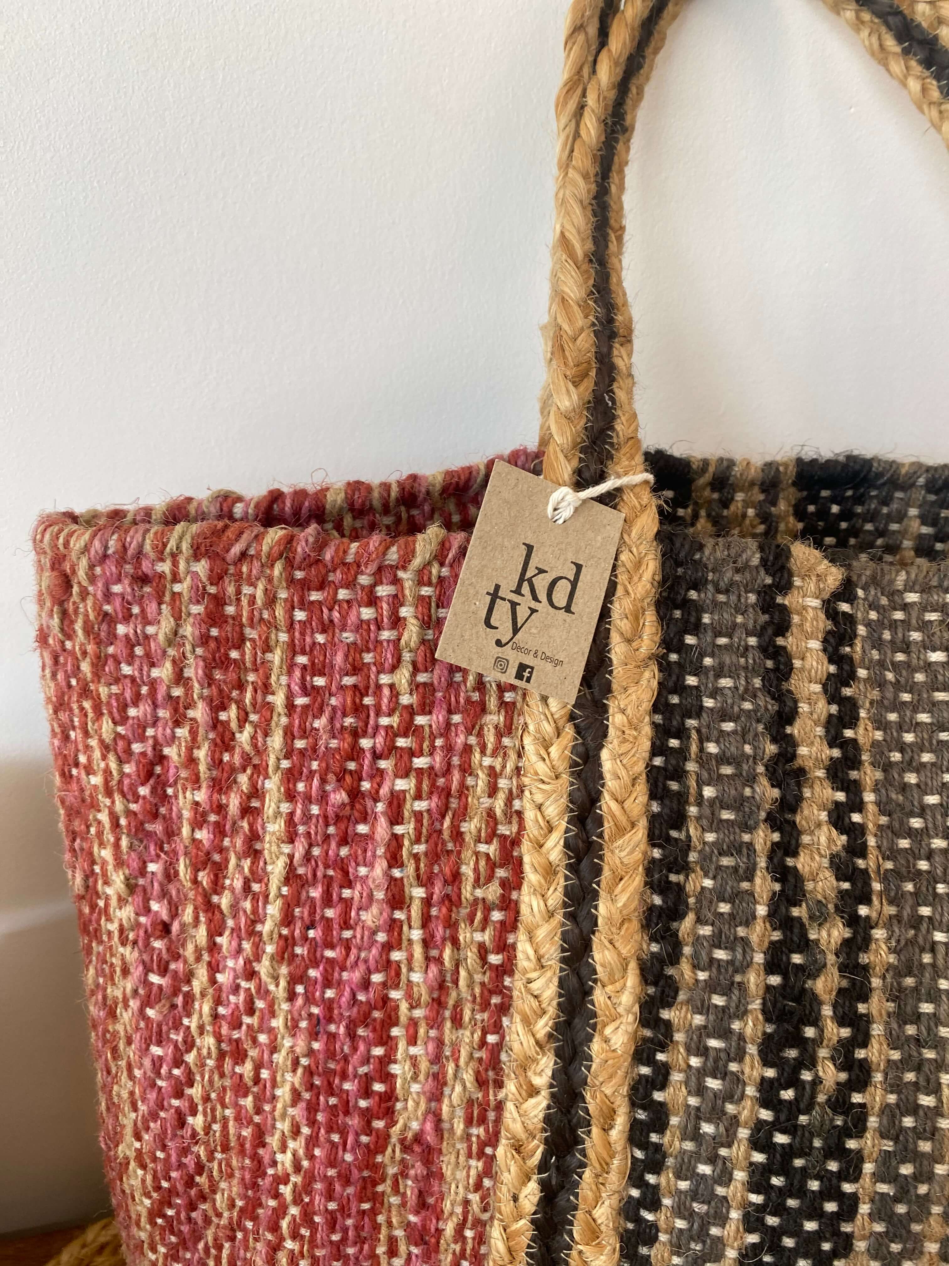 Red black Jute bag (one off)