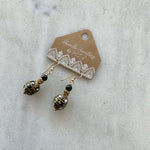 Obsidian Mother Of Pearl Bead Earrings