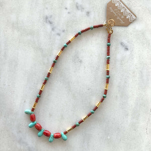 Red Jasper and African Bead Necklace