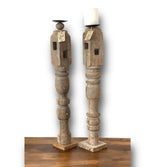 Tall Bleached Antique Candle Stands - D