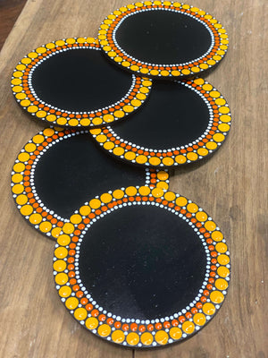 Sunrise Aboriginal Art Coaster and Pinch Bowl (Set of 2)