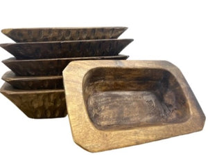 Vintage wood shallow bowl rectangular