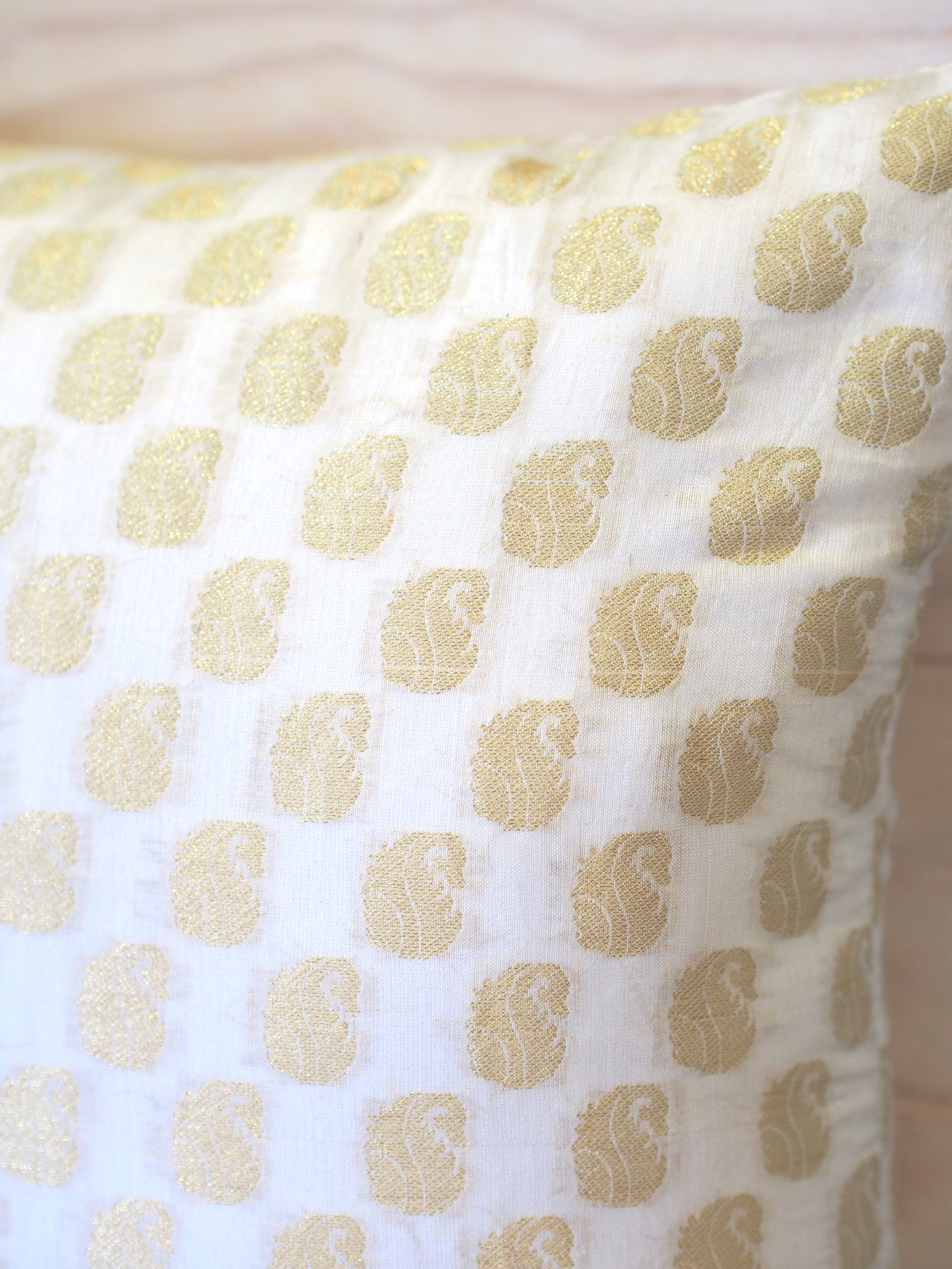 Ivory + Gold Weaved Cushion
