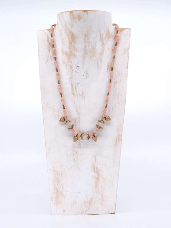 Pink Peruvian Opal and Crack Agate Necklace